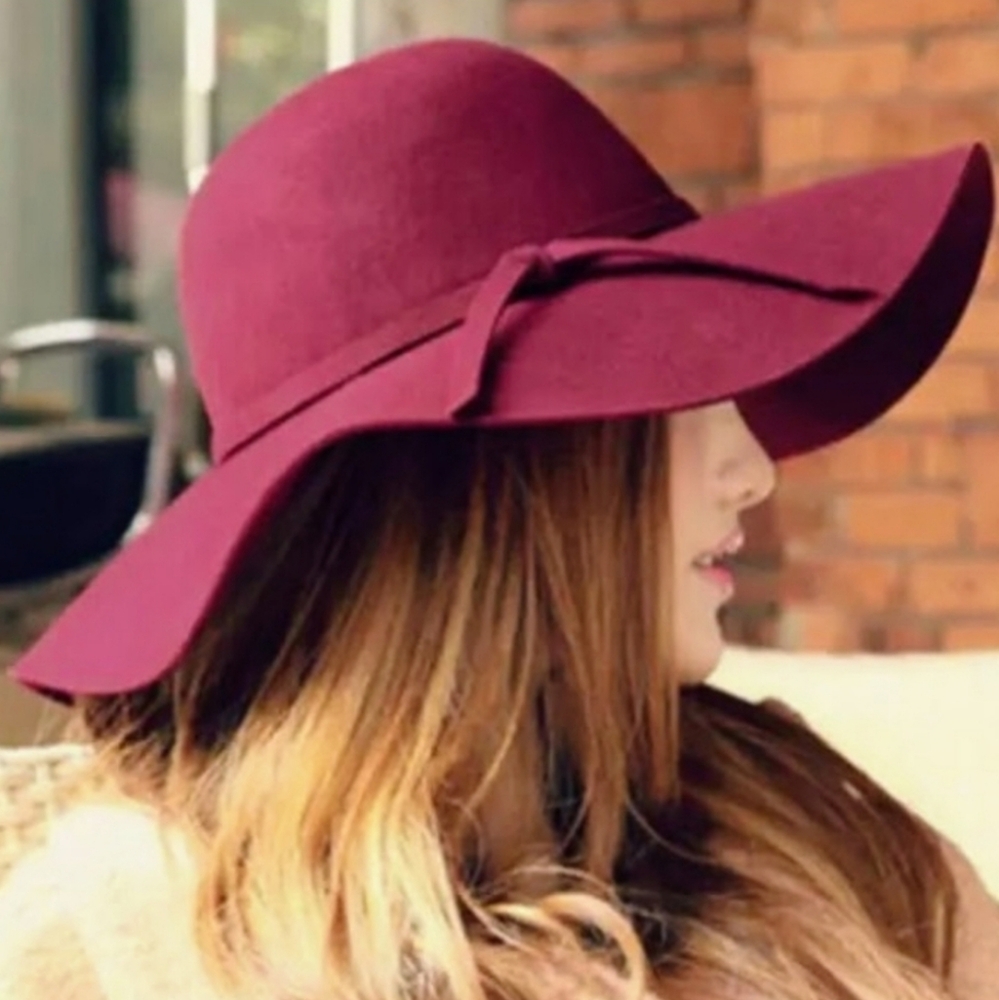 Red Maroon Burgundy Wide Brim Hat